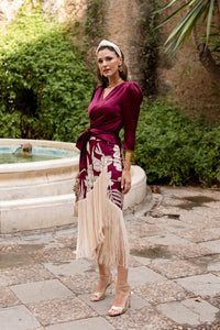 Conjunto de Blusa + falda de flecos