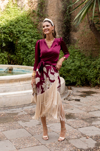 Conjunto de Blusa + falda de flecos