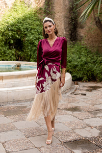 Conjunto de Blusa + falda de flecos