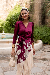 Conjunto de Blusa + falda de flecos