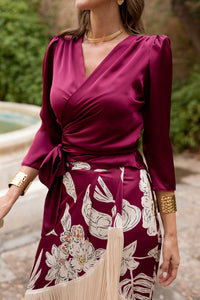 Conjunto de Blusa + falda de flecos