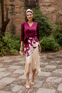 Conjunto de Blusa + falda de flecos