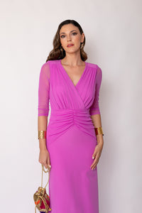 Vestido largo drapeado largo orquídea