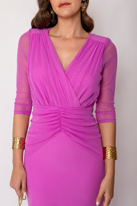Vestido largo drapeado largo orquídea