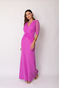 Vestido largo drapeado largo orquídea