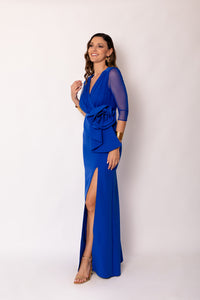 Vestido largo maxi flor azul