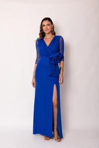 Vestido largo maxi flor azul
