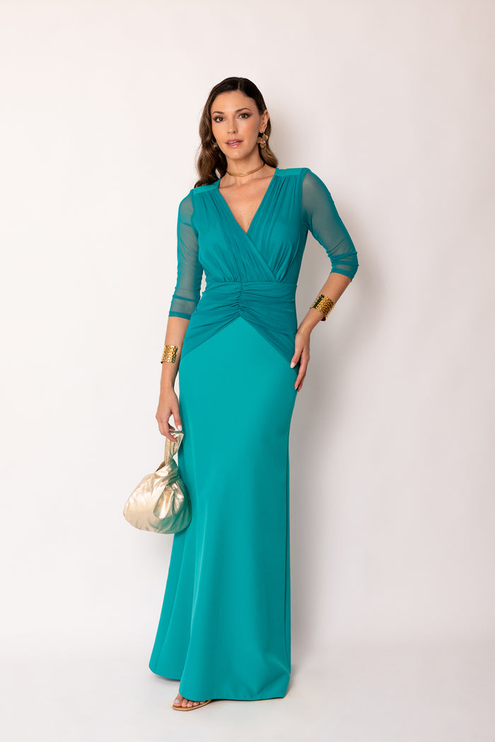 Vestido largo drapeado largo