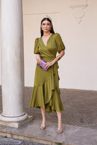 Vestido midi lazada lateral