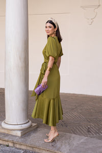 Vestido midi lazada lateral
