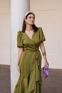 Vestido midi lazada lateral