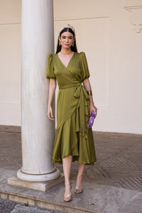 Vestido midi lazada lateral