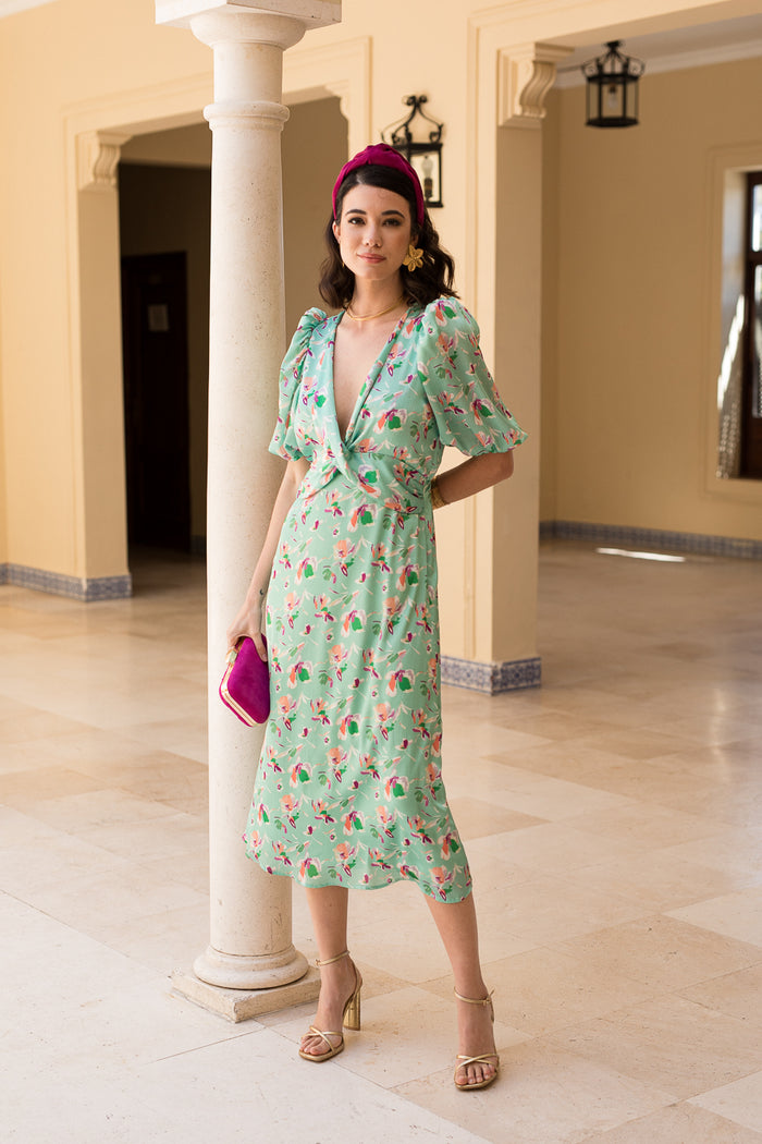 Vestido midi estampado silvestre
