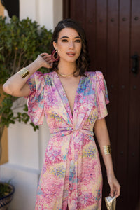 Vestido midi nudo estampado
