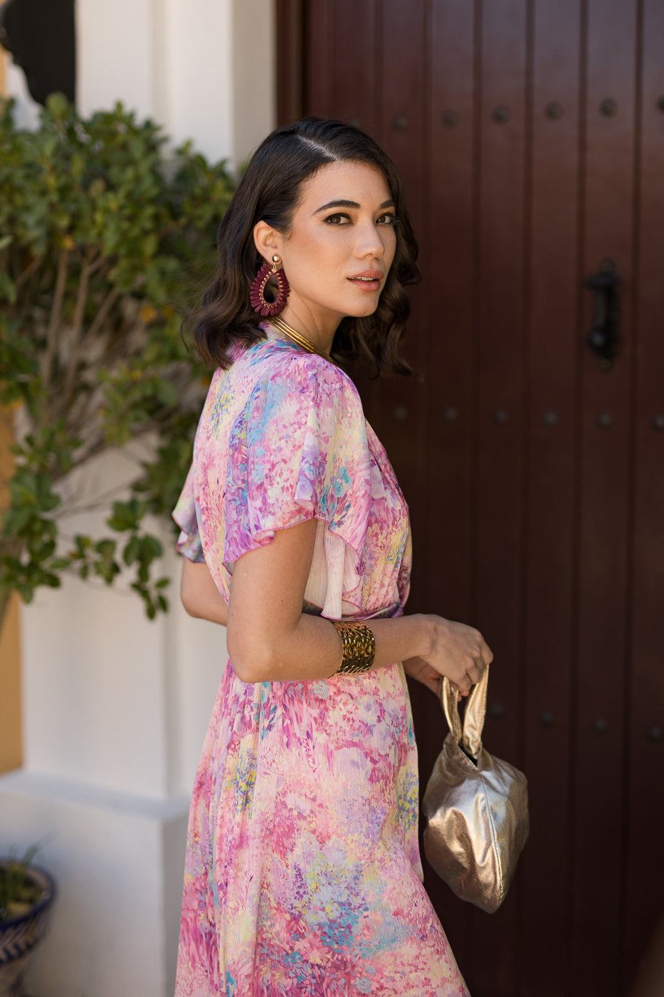 Vestido midi nudo estampado