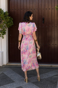 Vestido midi nudo estampado