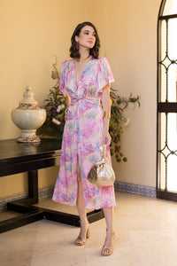 Vestido midi nudo estampado