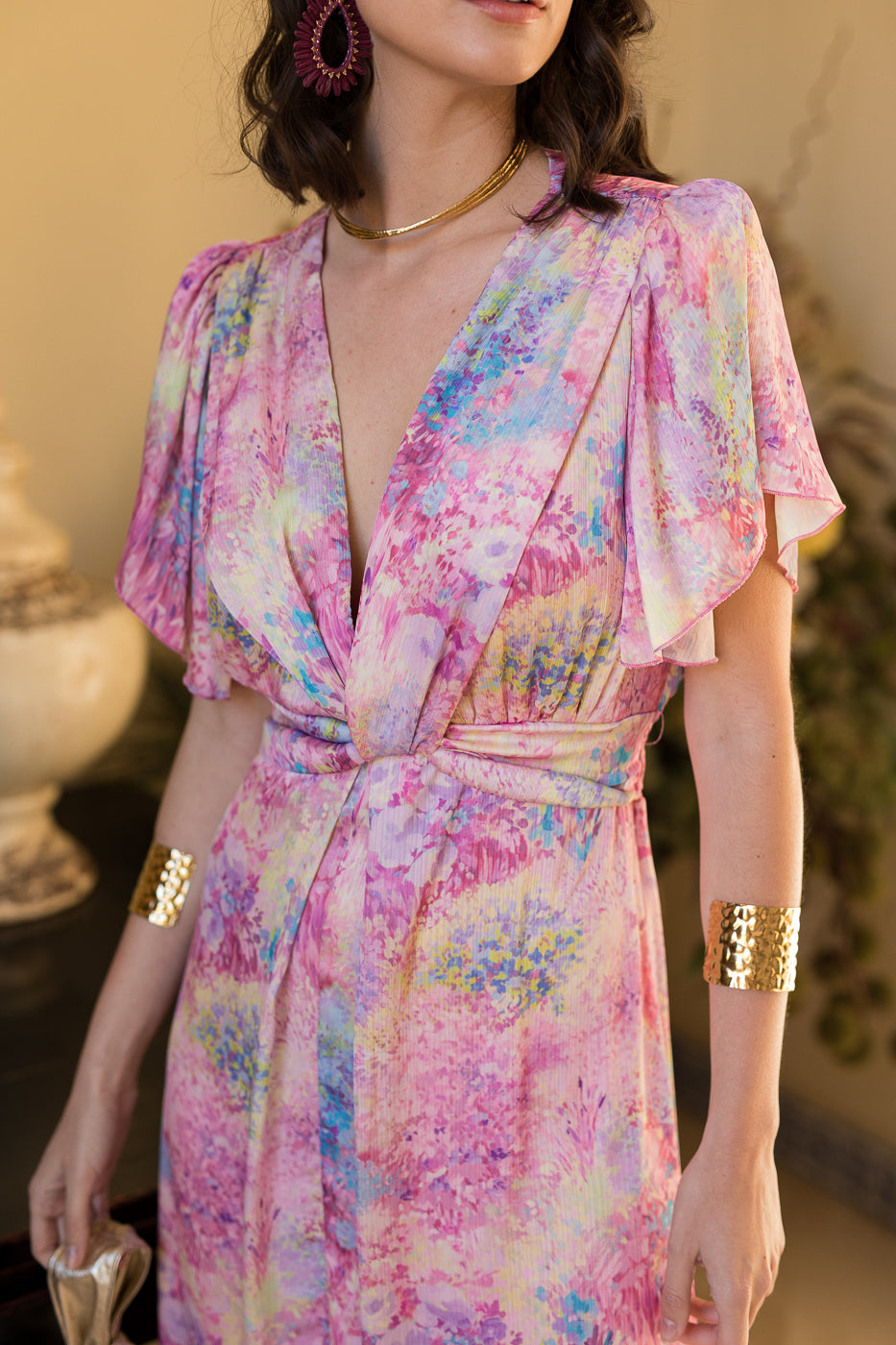 Vestido midi nudo estampado
