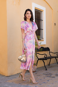 Vestido midi nudo estampado