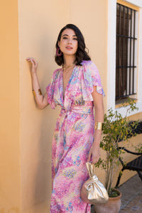 Vestido midi nudo estampado