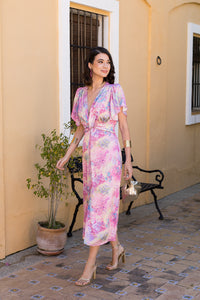 Vestido midi nudo estampado