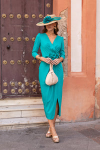 Vestido midi Petunia turquesa