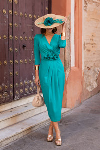 Vestido midi Petunia turquesa
