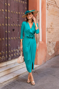 Vestido midi Petunia turquesa