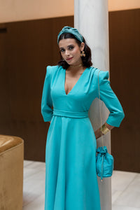 Vestido midi Larios turquesa
