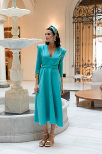 Vestido midi Larios turquesa