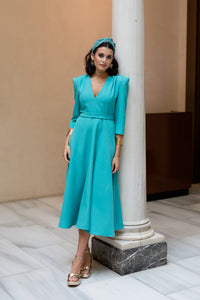 Vestido midi Larios turquesa