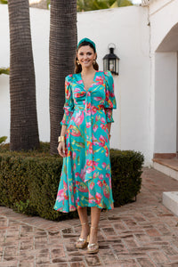Vestido midi lazada delantera