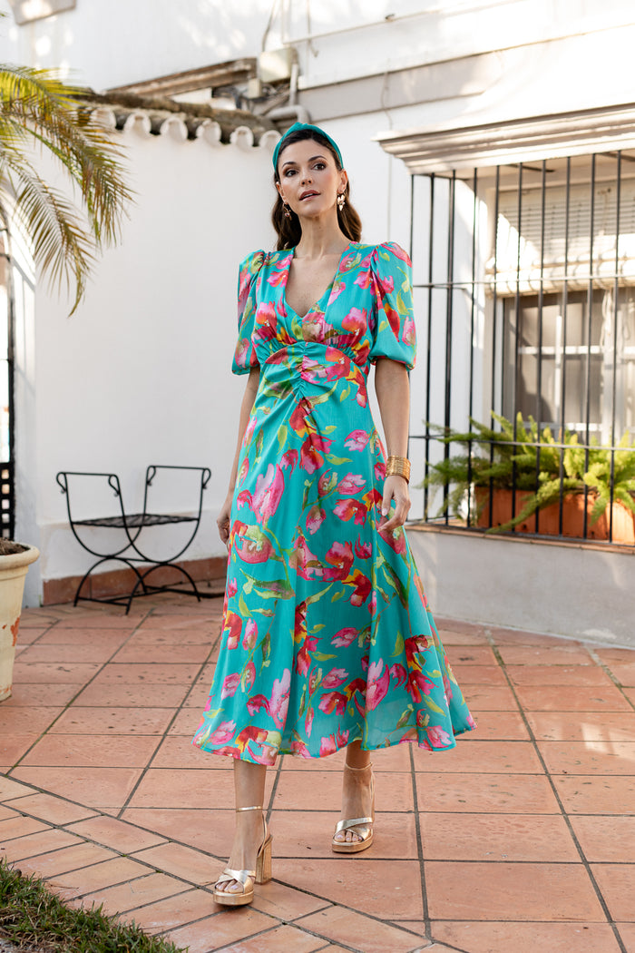 Vestido midi estampado floral