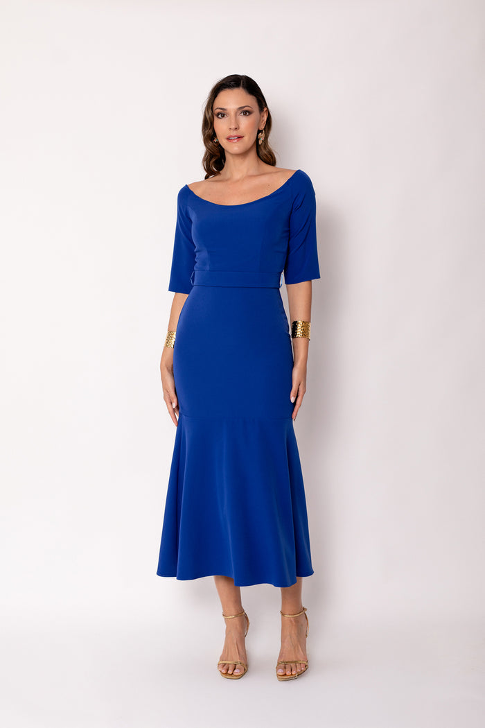 Vestido midi hombros descubiertos