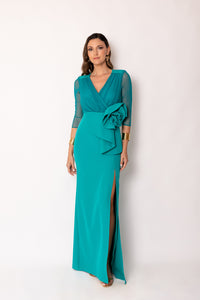Vestido largo maxi flor verde