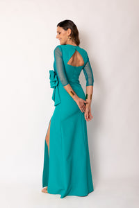 Vestido largo maxi flor verde