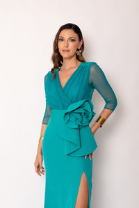 Vestido largo maxi flor verde