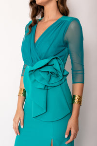 Vestido largo maxi flor verde