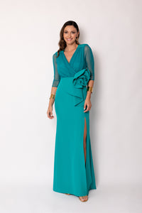 Vestido largo maxi flor verde