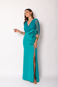 Vestido largo maxi flor verde