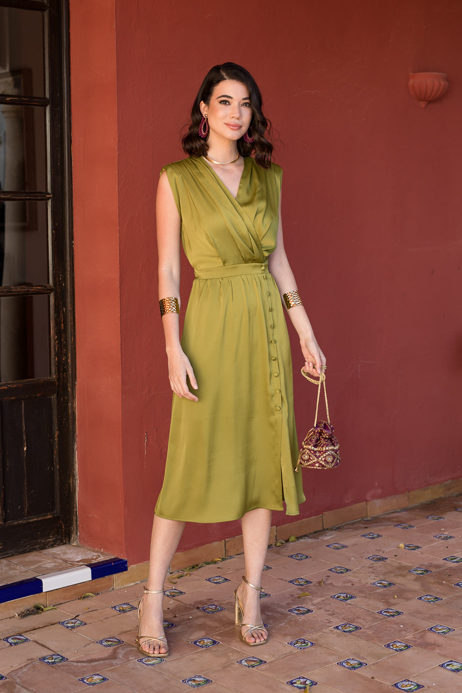 Vestido midi Lola escote cruzado