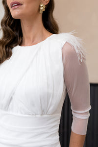 Vestido blanco drapeado tul - EXCLUSIVO ONLINE