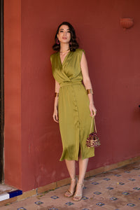 Vestido midi Lola escote cruzado