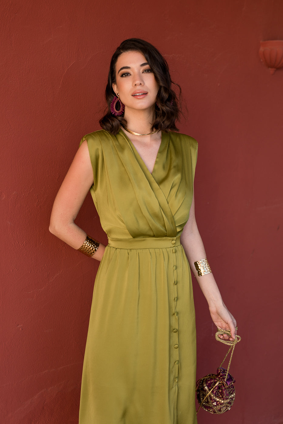 Vestido midi Lola escote cruzado