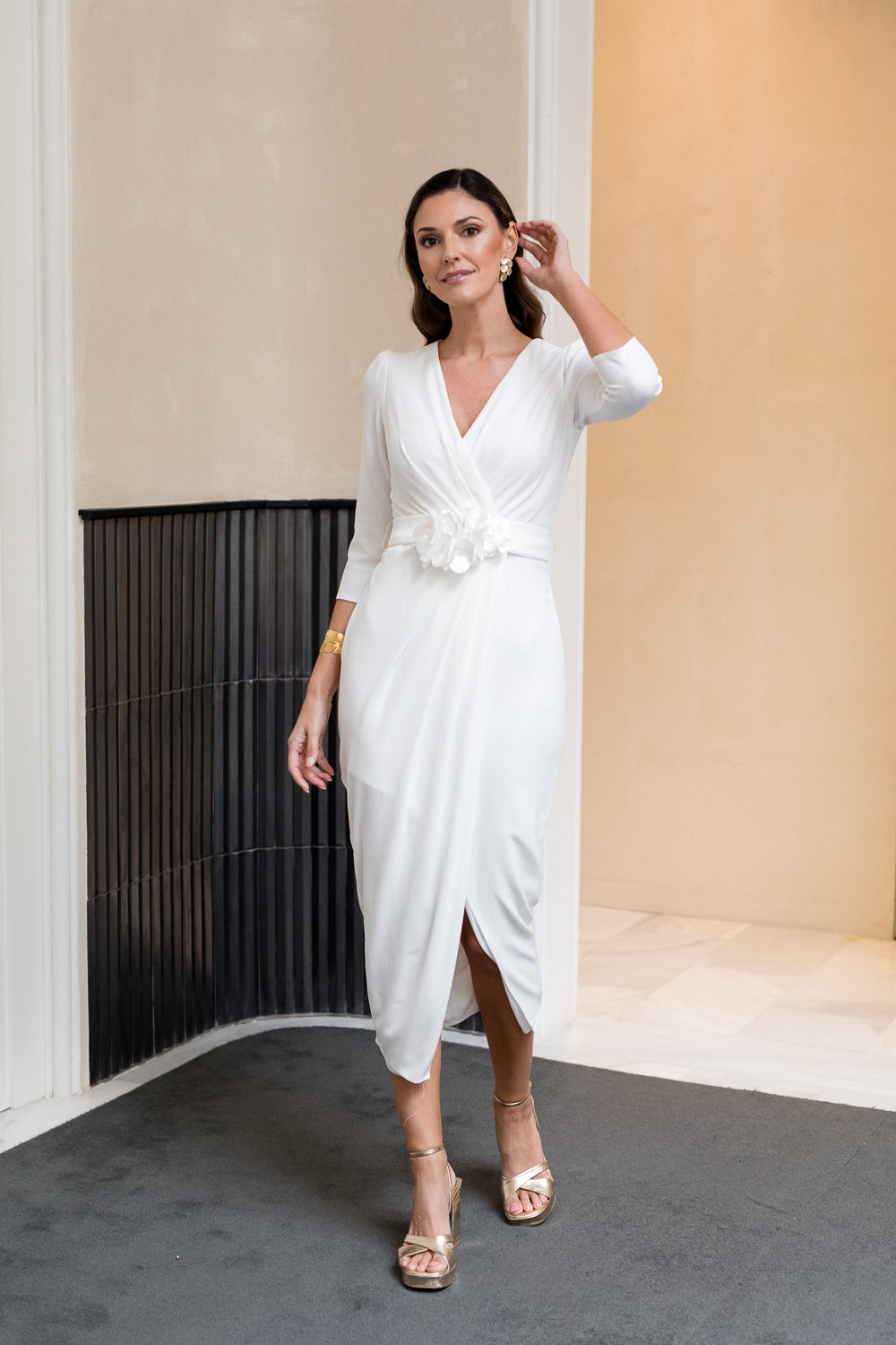Vestido midi blanco Petunia - EXCLUSIVO ONLINE