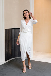 Vestido midi blanco Petunia - EXCLUSIVO ONLINE