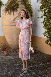 Vestido midi nudo estampado