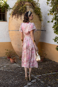 Vestido midi nudo estampado
