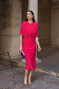 Vestido midi nudo coral