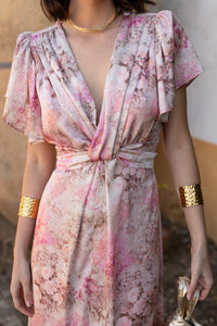 Vestido midi nudo estampado